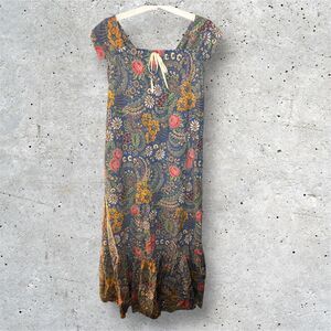 Kumu Hawaii VTG Ruffles Maxi Hawaiian Dress Muumuu Floral Prairie Cottagecore